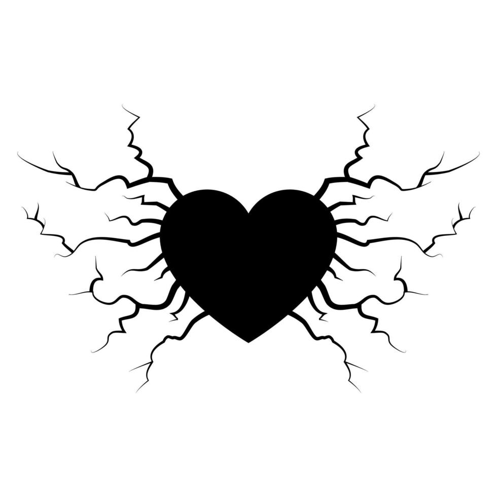 hand drawn cracked love heart. doodle break heart. vector icon illustration