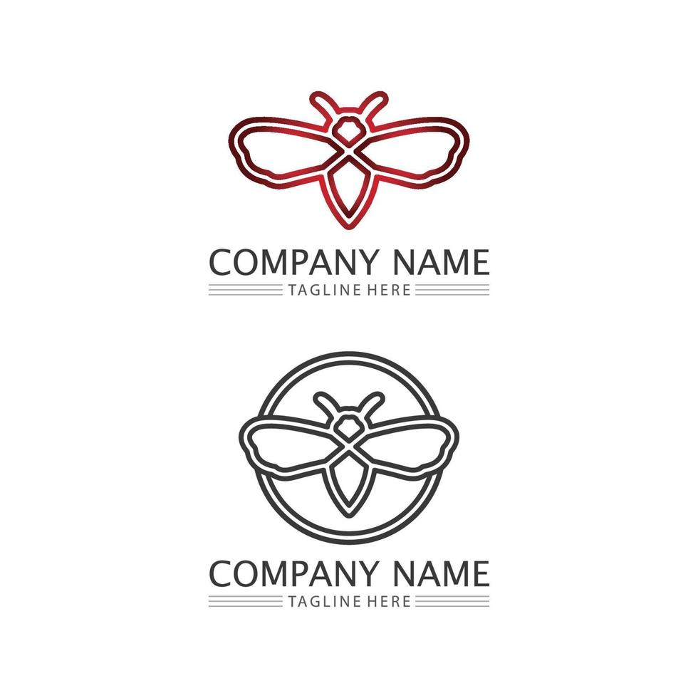Honey and bee icon logo vector animal design and illustration