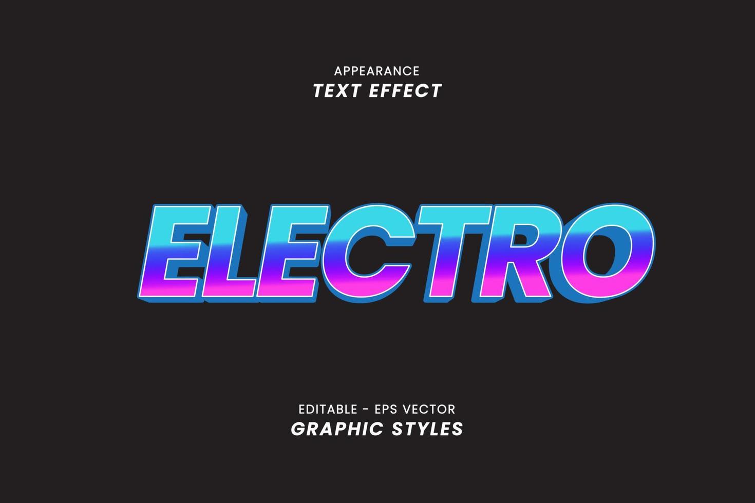 Electro Text Effect with Colorful 3D Letters. vector