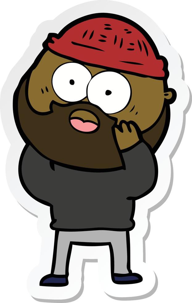 sticker of a cartoon bearded man vector