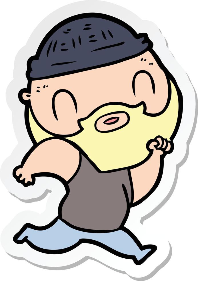 sticker of a cartoon bearded man vector