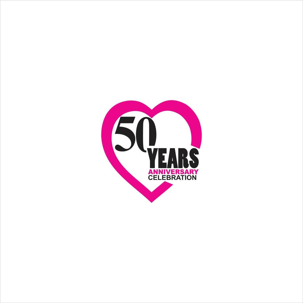 Logo simple de celebración del 50 aniversario con diseño de corazón vector