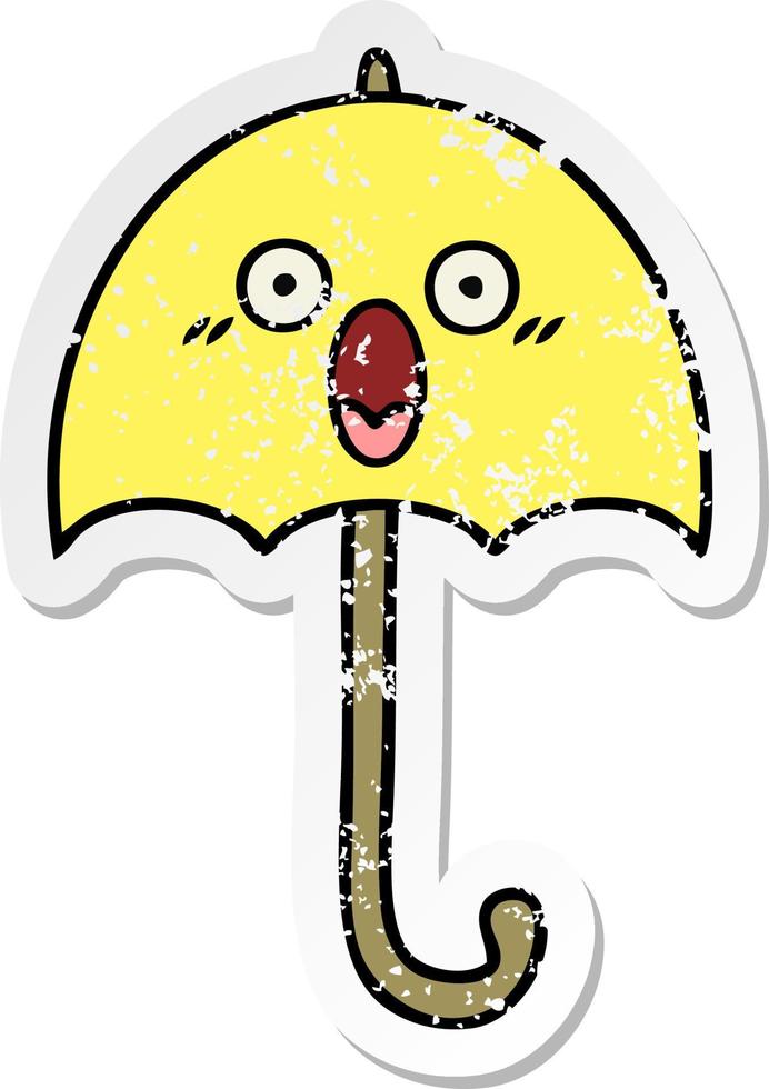 distressed sticker of a cute cartoon umbrella vector