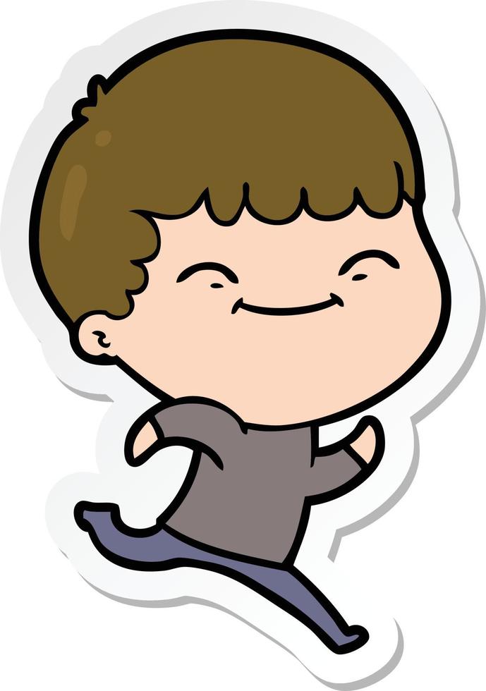 sticker of a cartoon happy boy vector