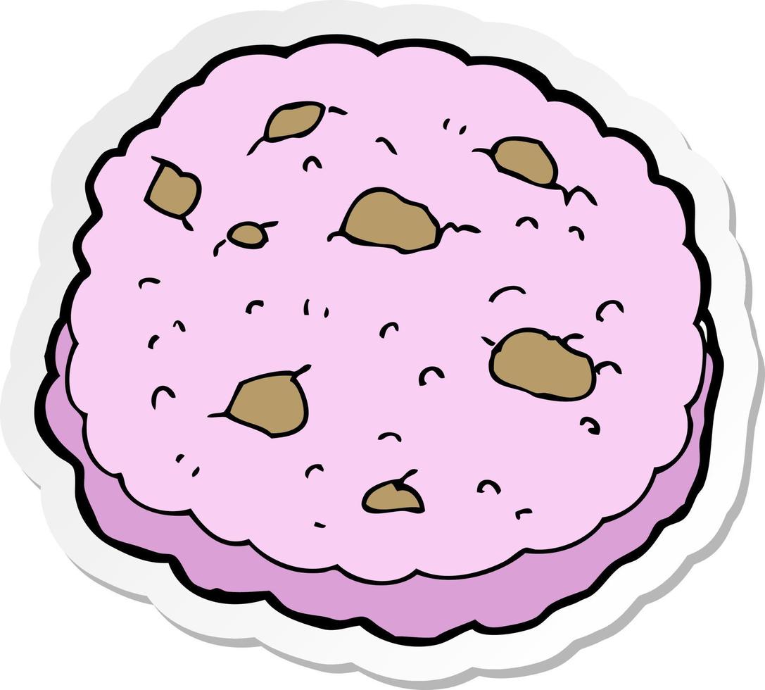 pegatina de una caricatura de galleta rosa vector