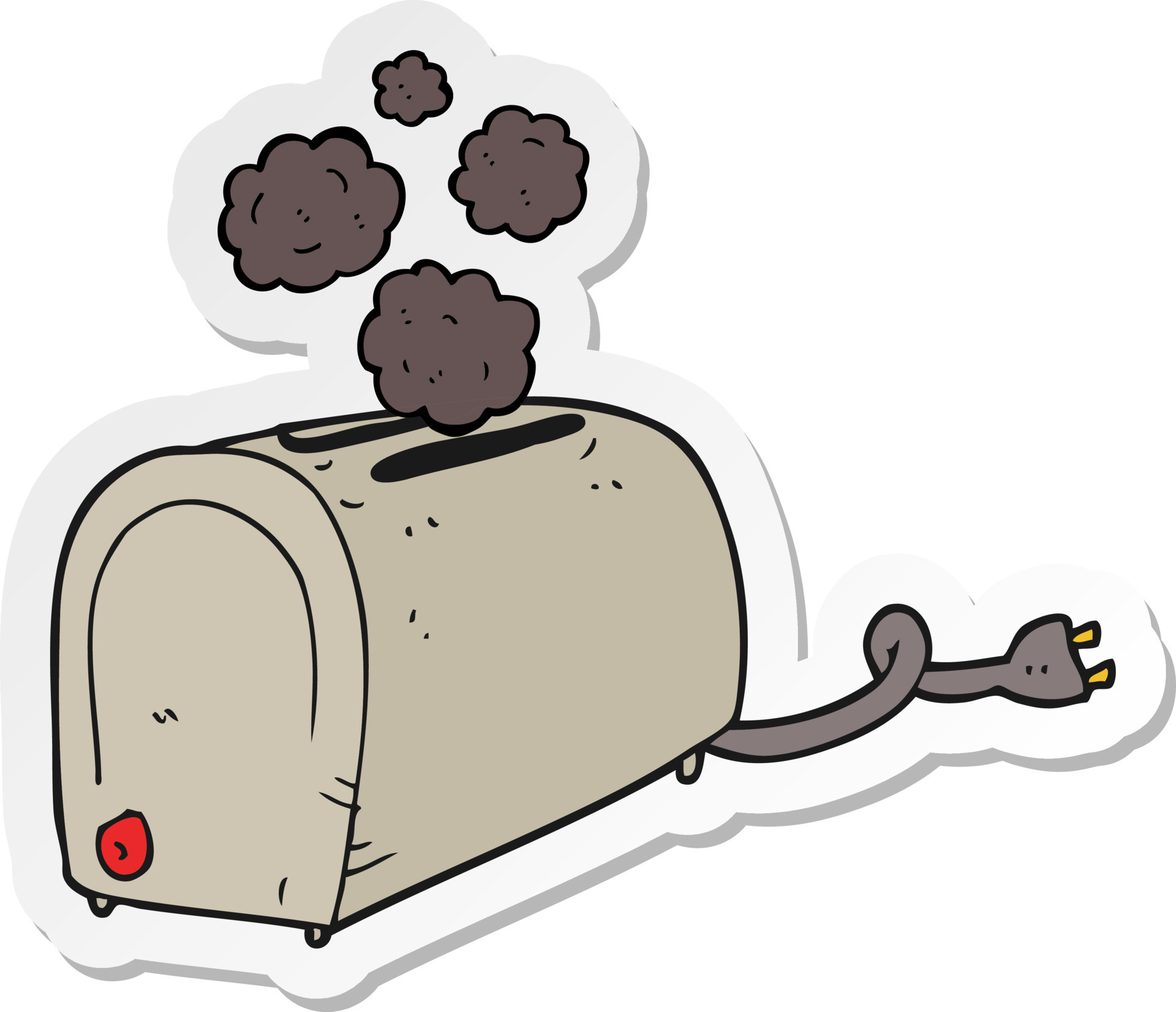 sticker of a cartoon toaster smoking 11709166 Vector Art at Vecteezy