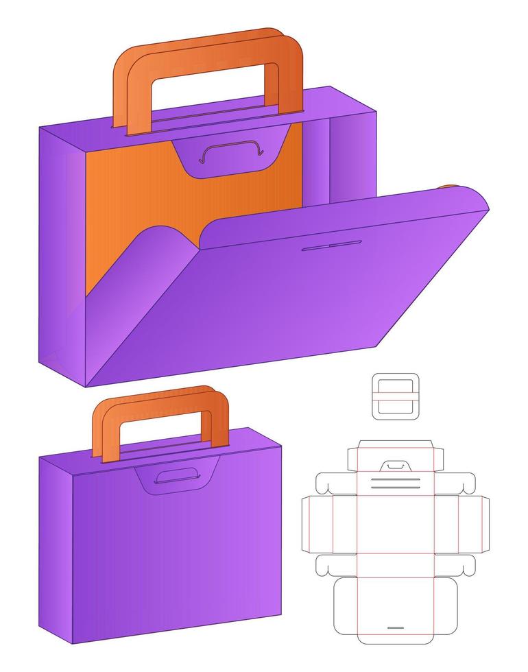 diseño de plantilla troquelada de embalaje de caja. Maqueta 3d vector