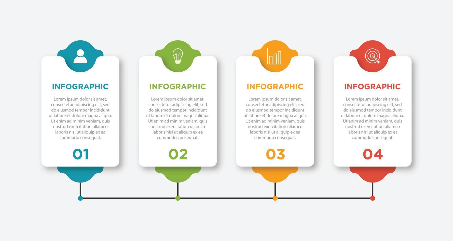 plantilla de diseño de infografía empresarial de presentación 4 pasos vector