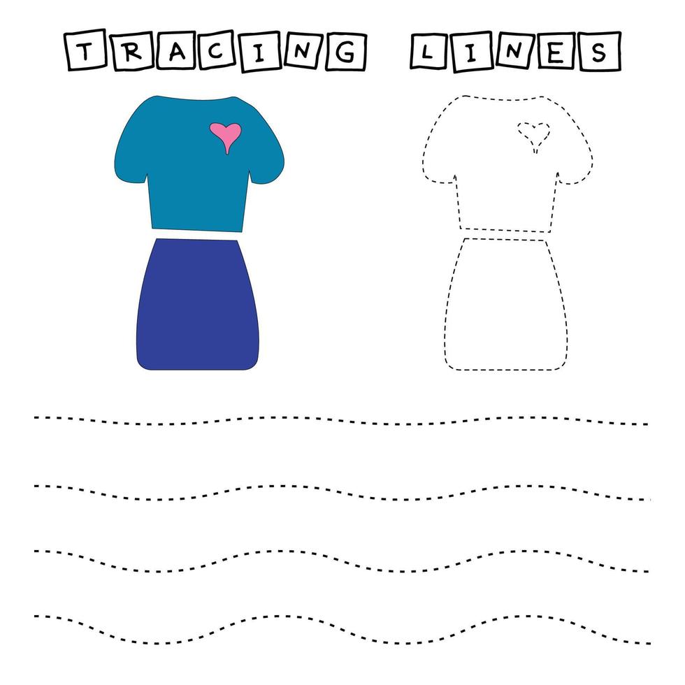 Trace line worksheet with fishes for kids, practicing fine motor skills.  Educational game for preschool children. vector