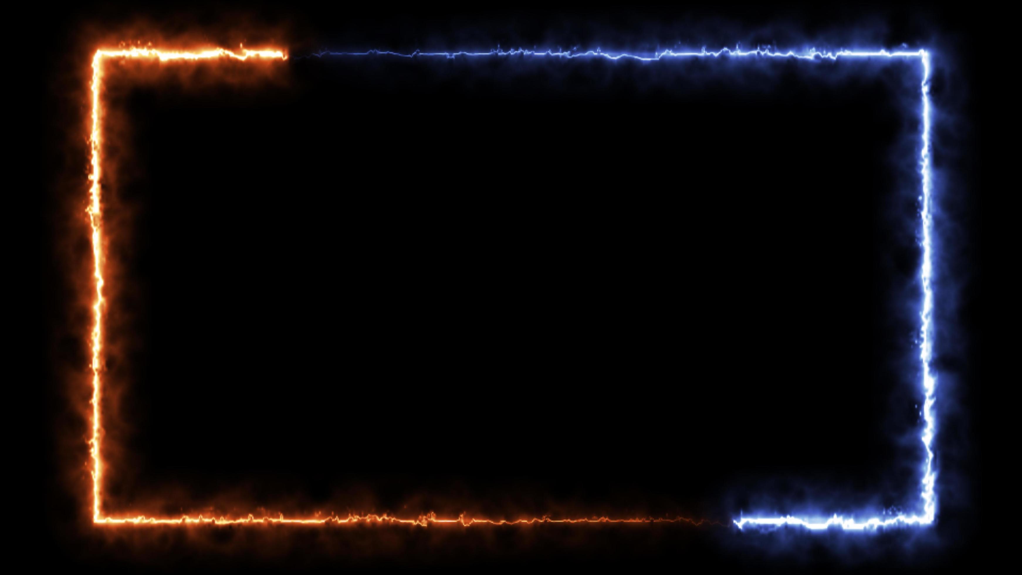 Fire Neon Line Loop animation, motion frame border, blue and red