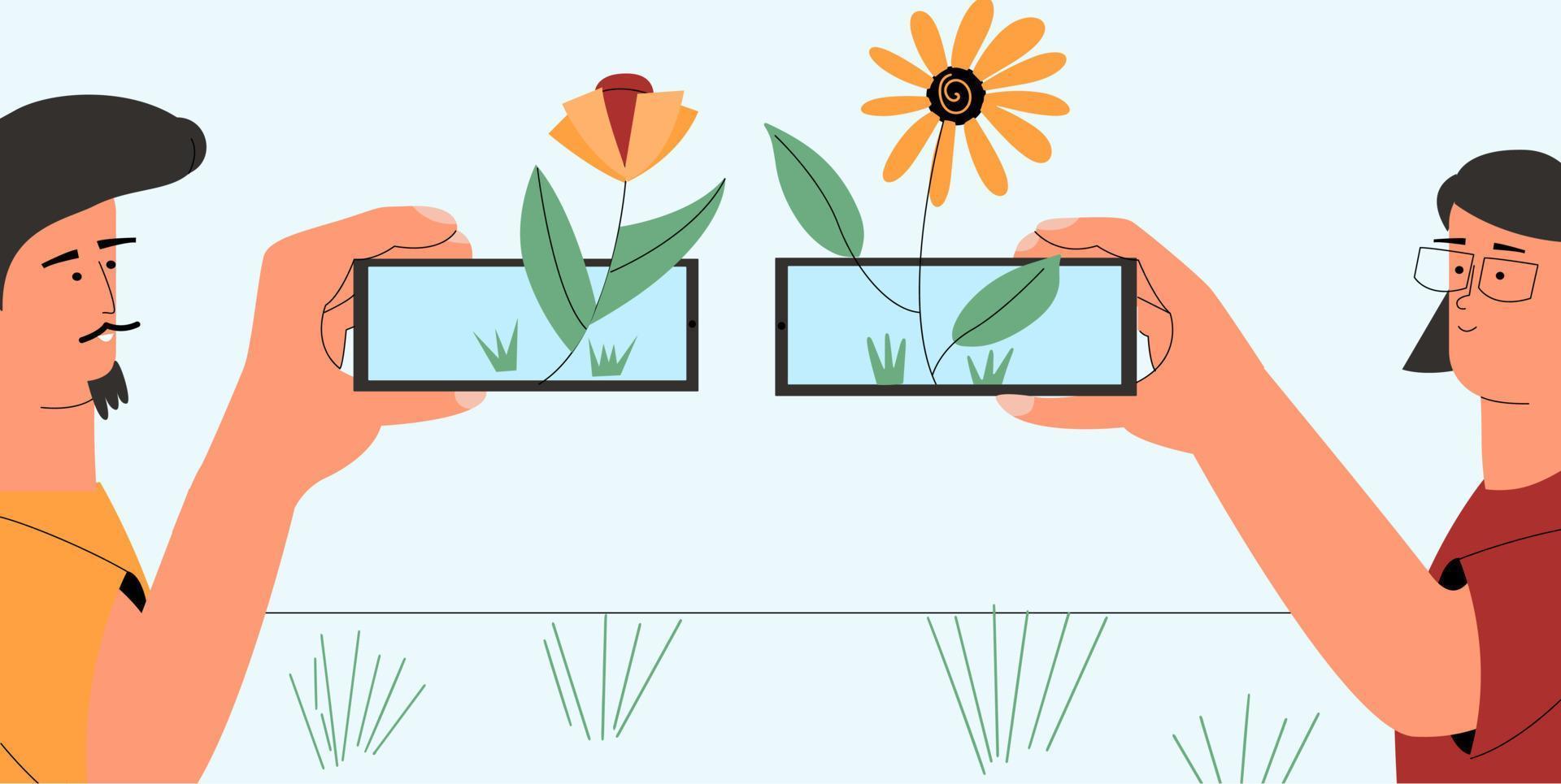 Ar technology. The concept of augmented virtual reality. Vector illustration