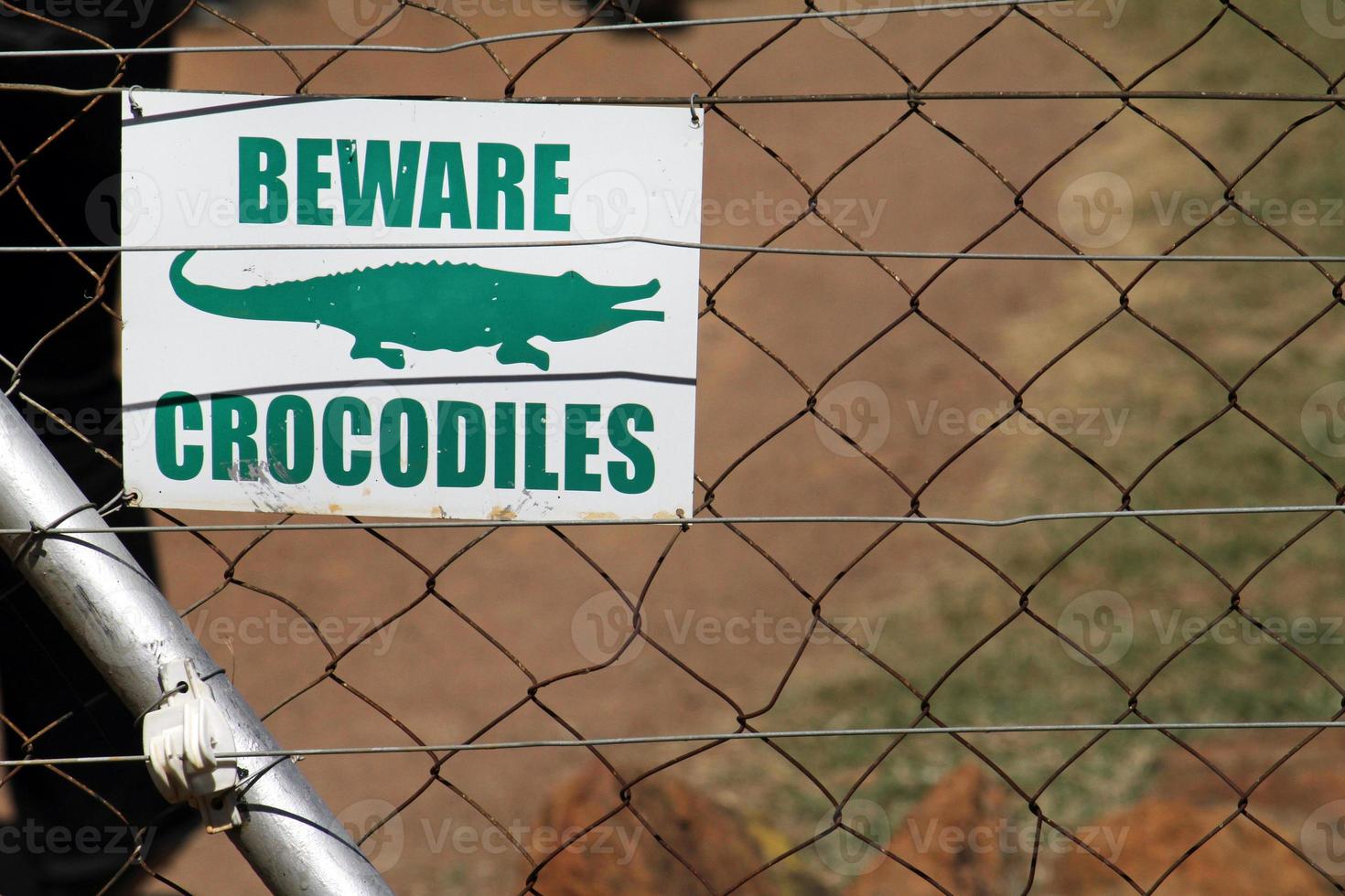 Crocodile warning sign in South Africa photo