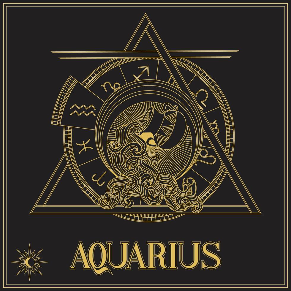 signo del zodiaco acuario de oro vector
