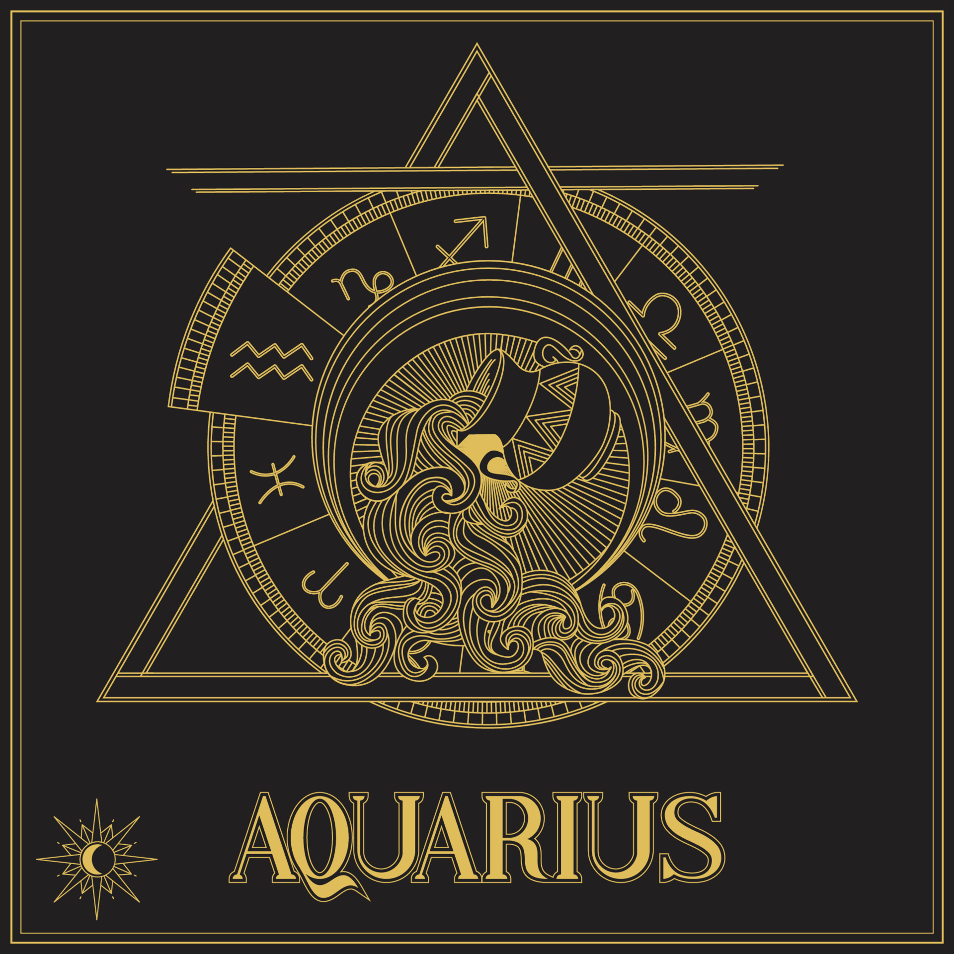 Gold Aquarius Zodiac sign 11709874 Vector Art at Vecteezy