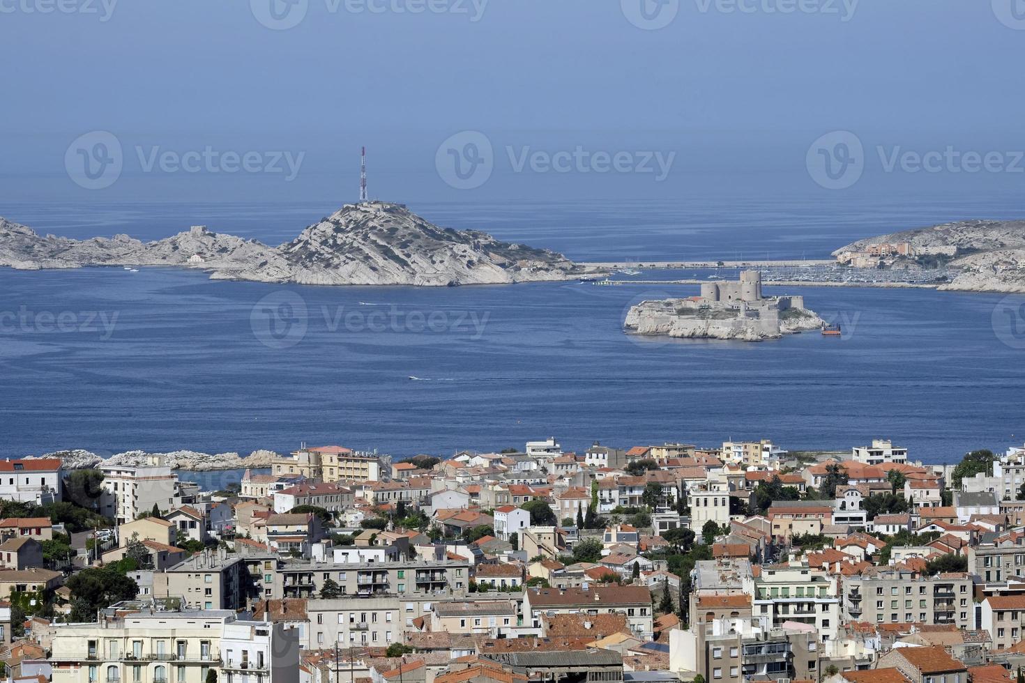 View over the city of Marseille from a hill photo
