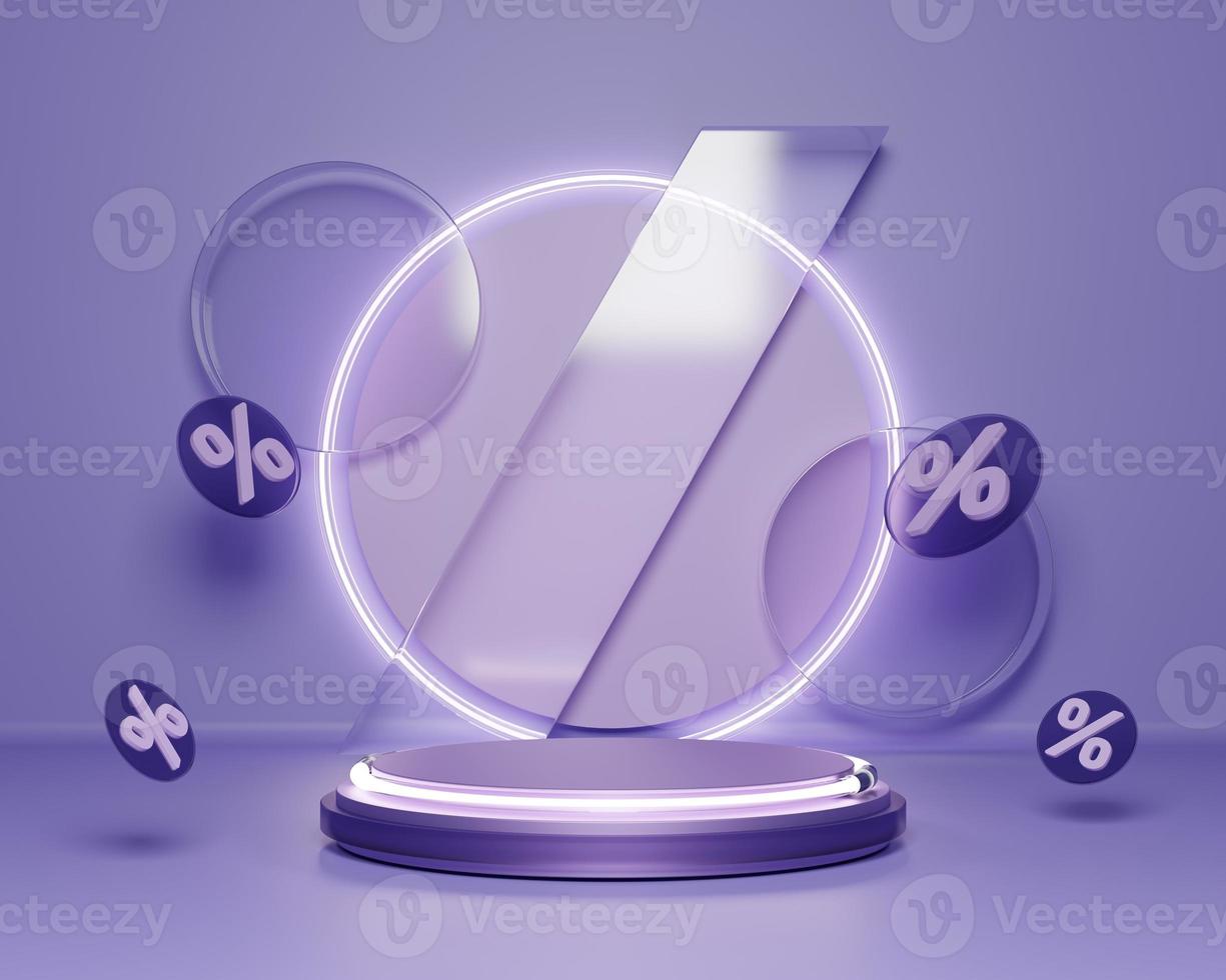 Creative concept 3d neon light discount podium product display photo
