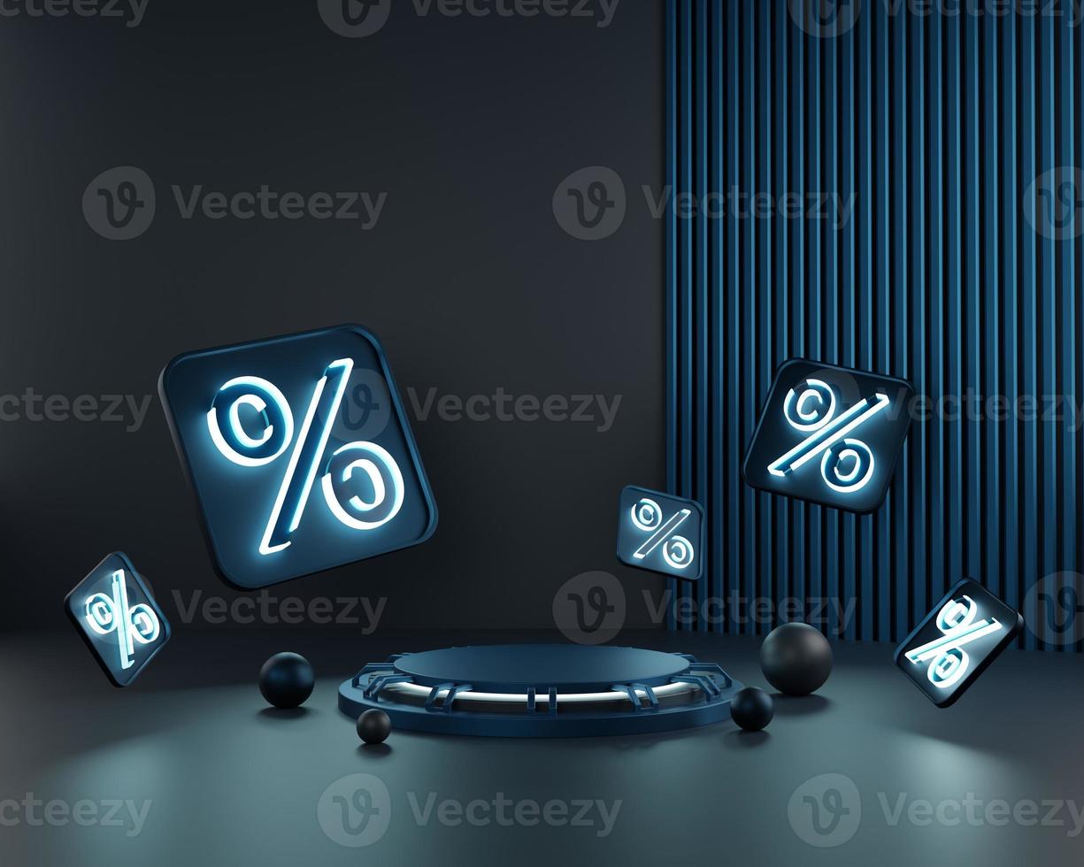 Creative concept 3d neon light discount podium product display photo