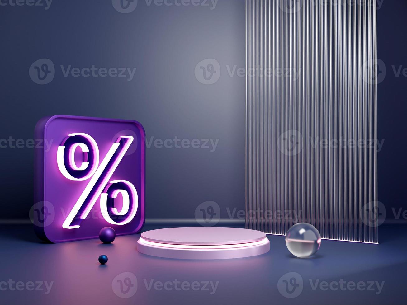 Creative concept 3d neon light discount podium product display photo