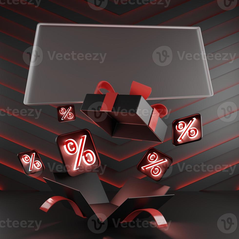 Creative concept 3d neon light discount podium product display photo