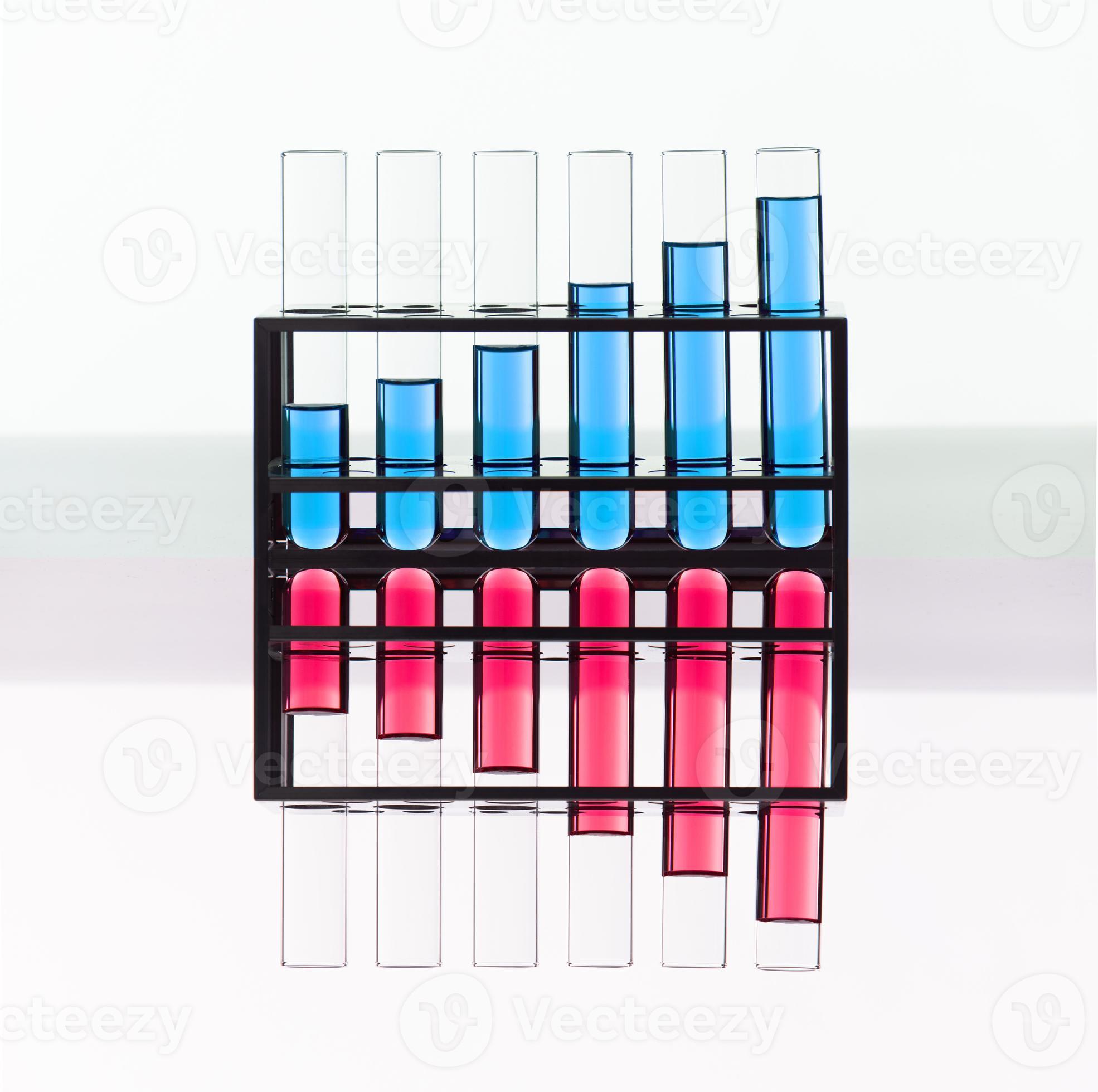 Lab tubes Growth Concept. Several glass tubes on rack with increasing