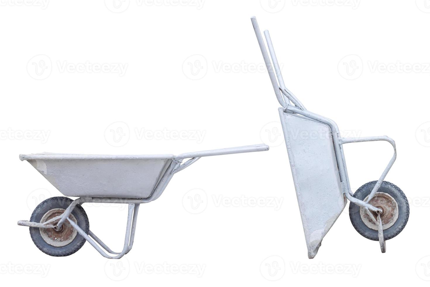 The wheelbarrow is a tool in the construction site or garden isolated on a white background included clipping path. photo