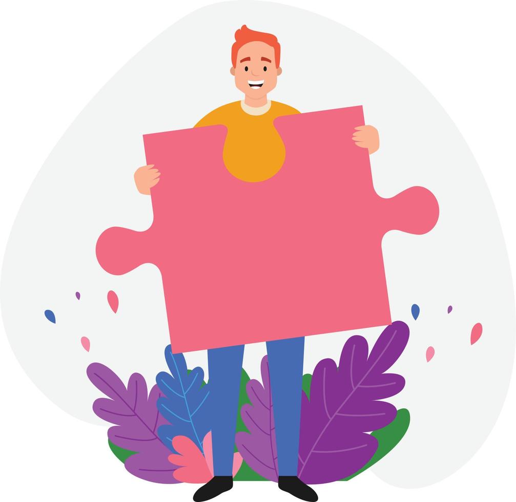 Man with puzzle vector