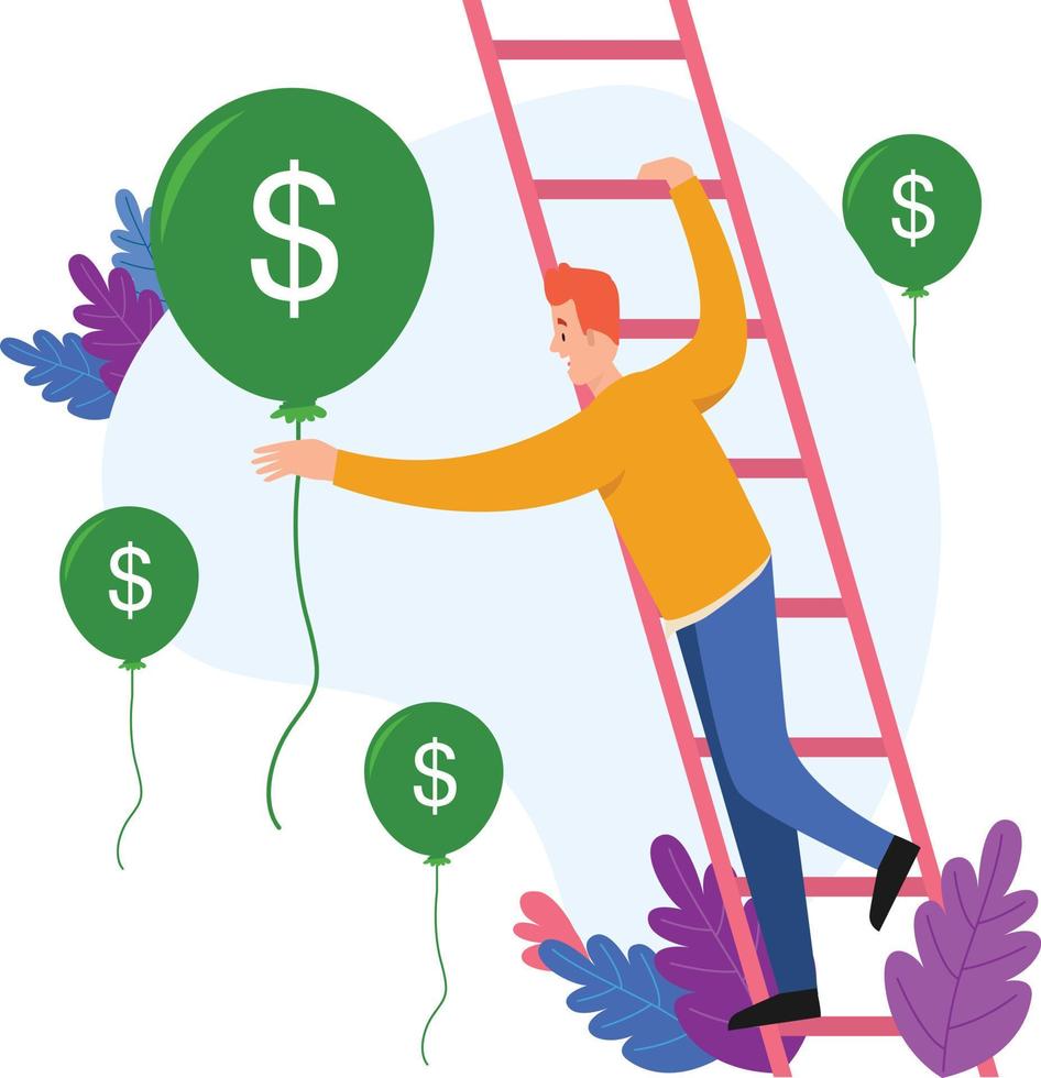 Man with dollar balloon vector