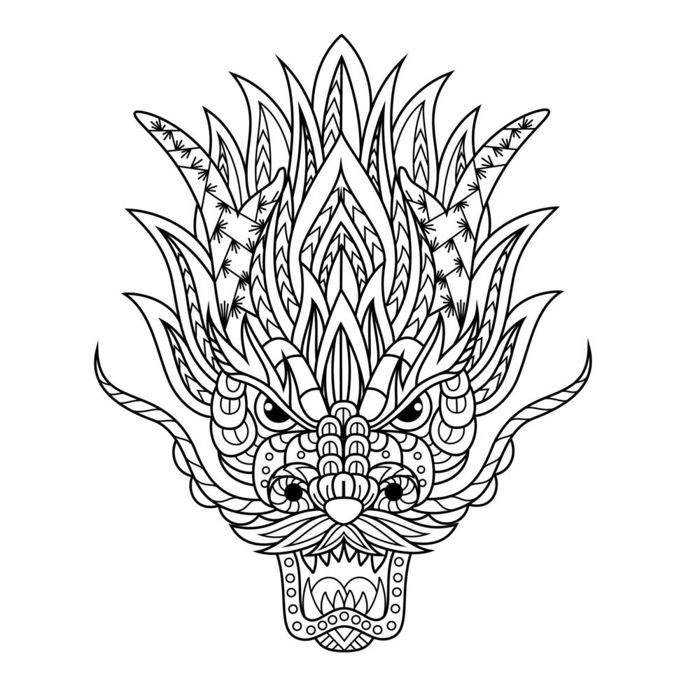 Dragon head line art 11710327 Vector Art at Vecteezy