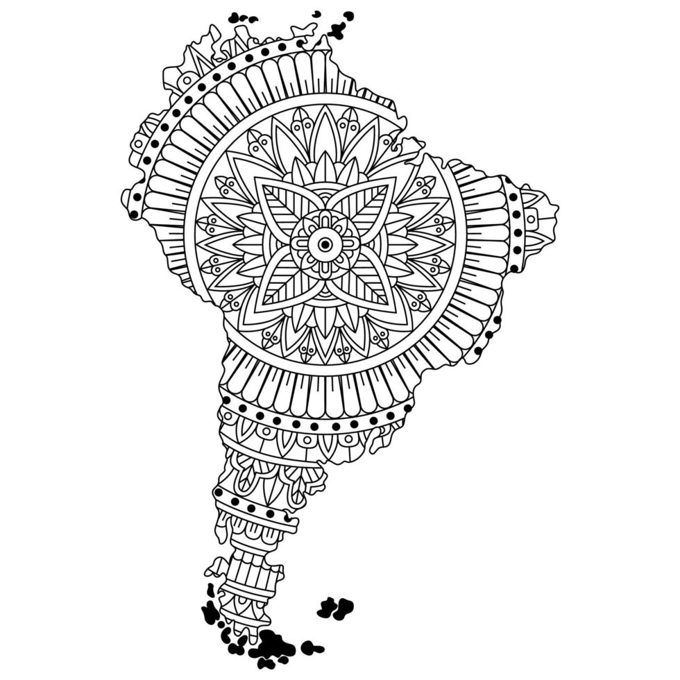 South america map line art vector