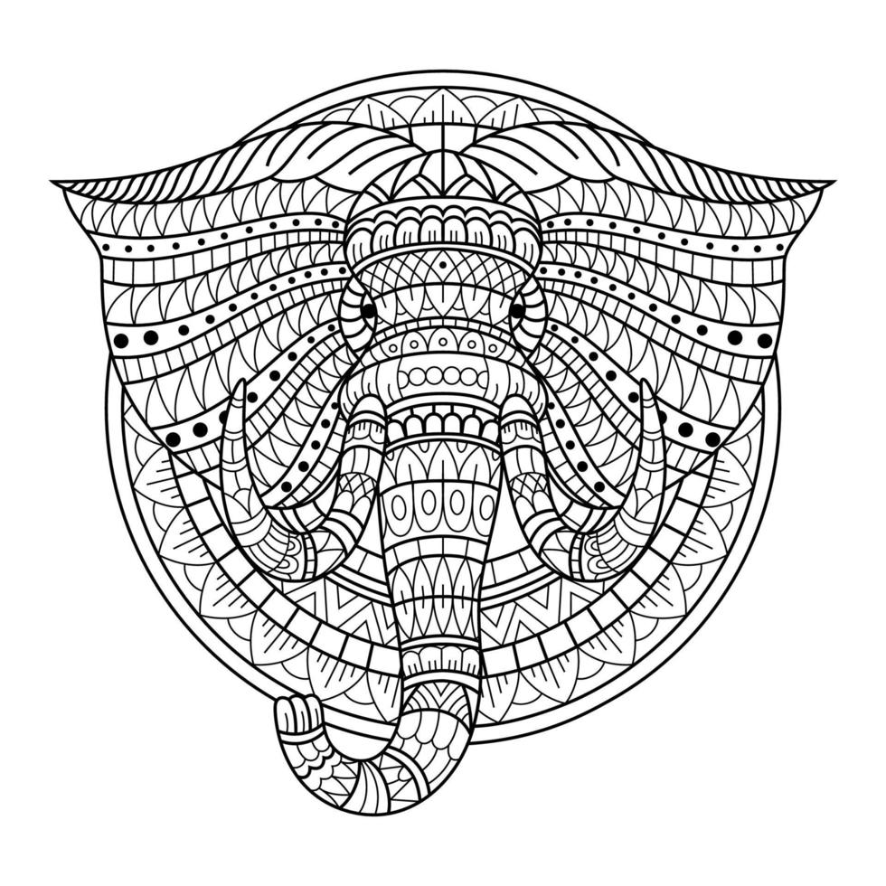 arte de línea de cabeza de elefante vector