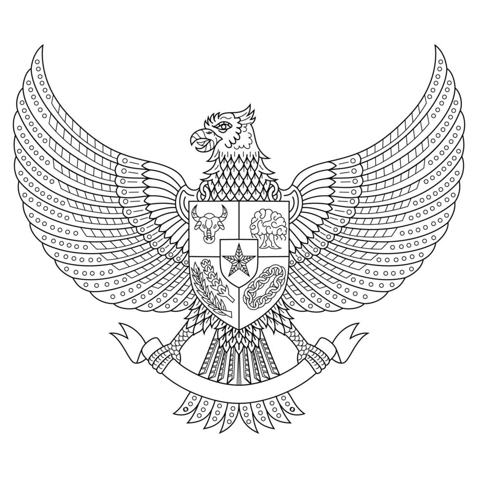 arte lineal de garuda vector