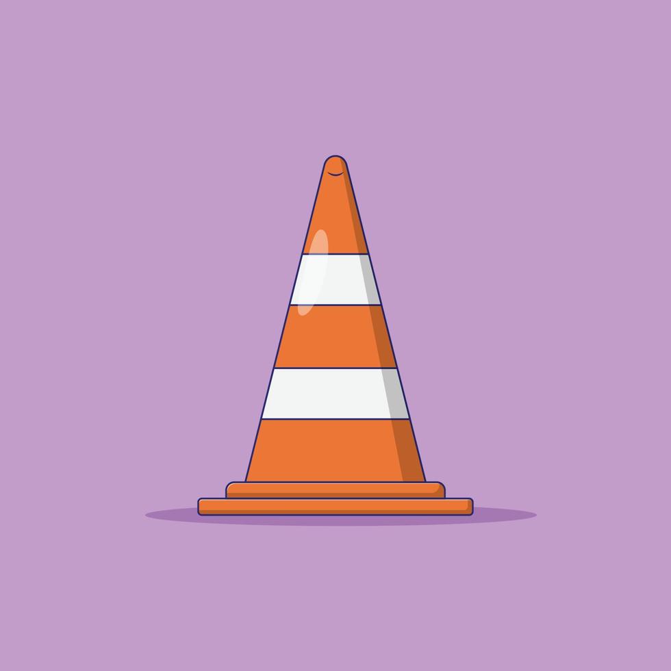 Traffic Cone Vector Icon Illustration with Outline for Design Element, Clip Art, Web, Landing page, Sticker, Banner. Flat Cartoon Style