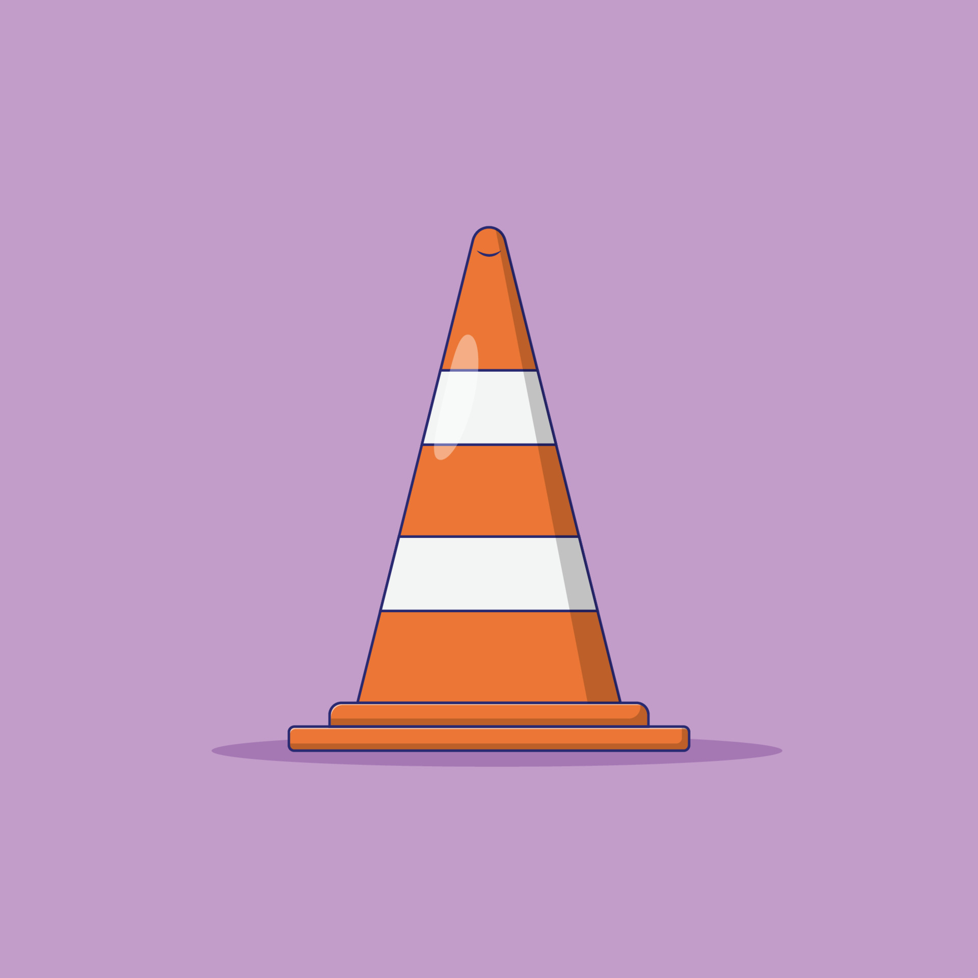 Traffic Cone Vector Icon Illustration with Outline for Design Element