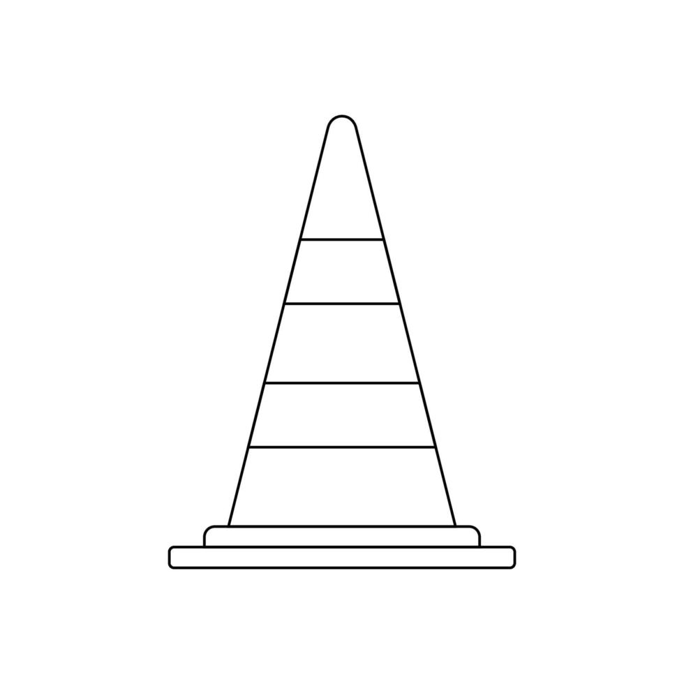 Traffic Cone Outline Icon Illustration on White Background vector