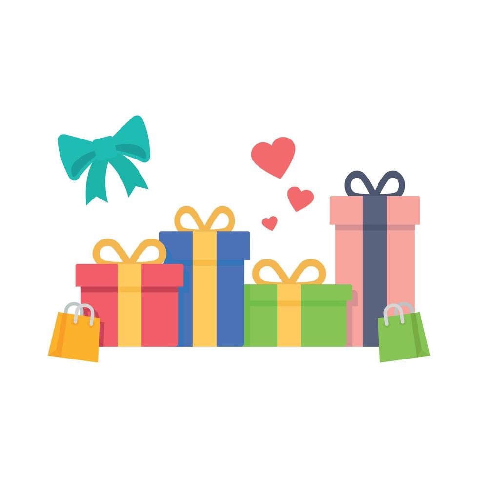 Gift box and Shopping bag illustration. vector