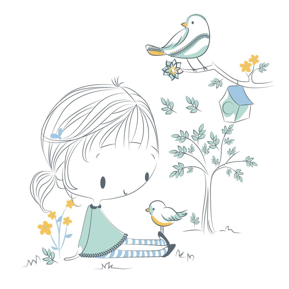 dreaming little bird vector
