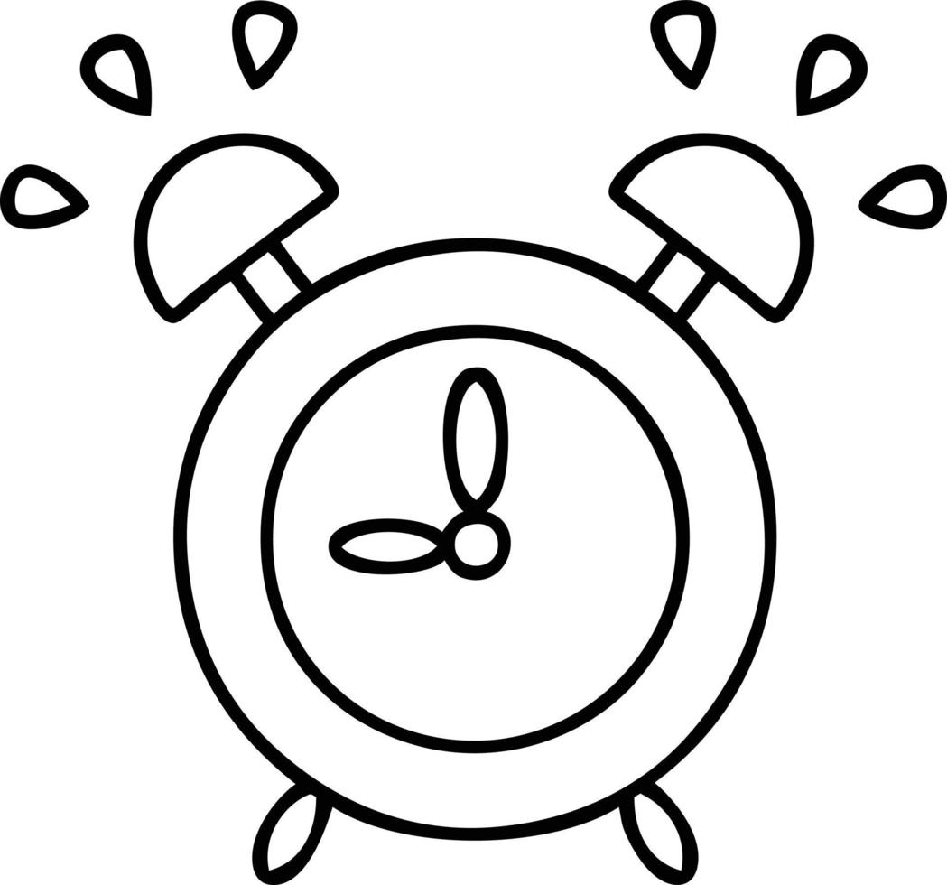 line drawing cartoon ringing alarm clock vector