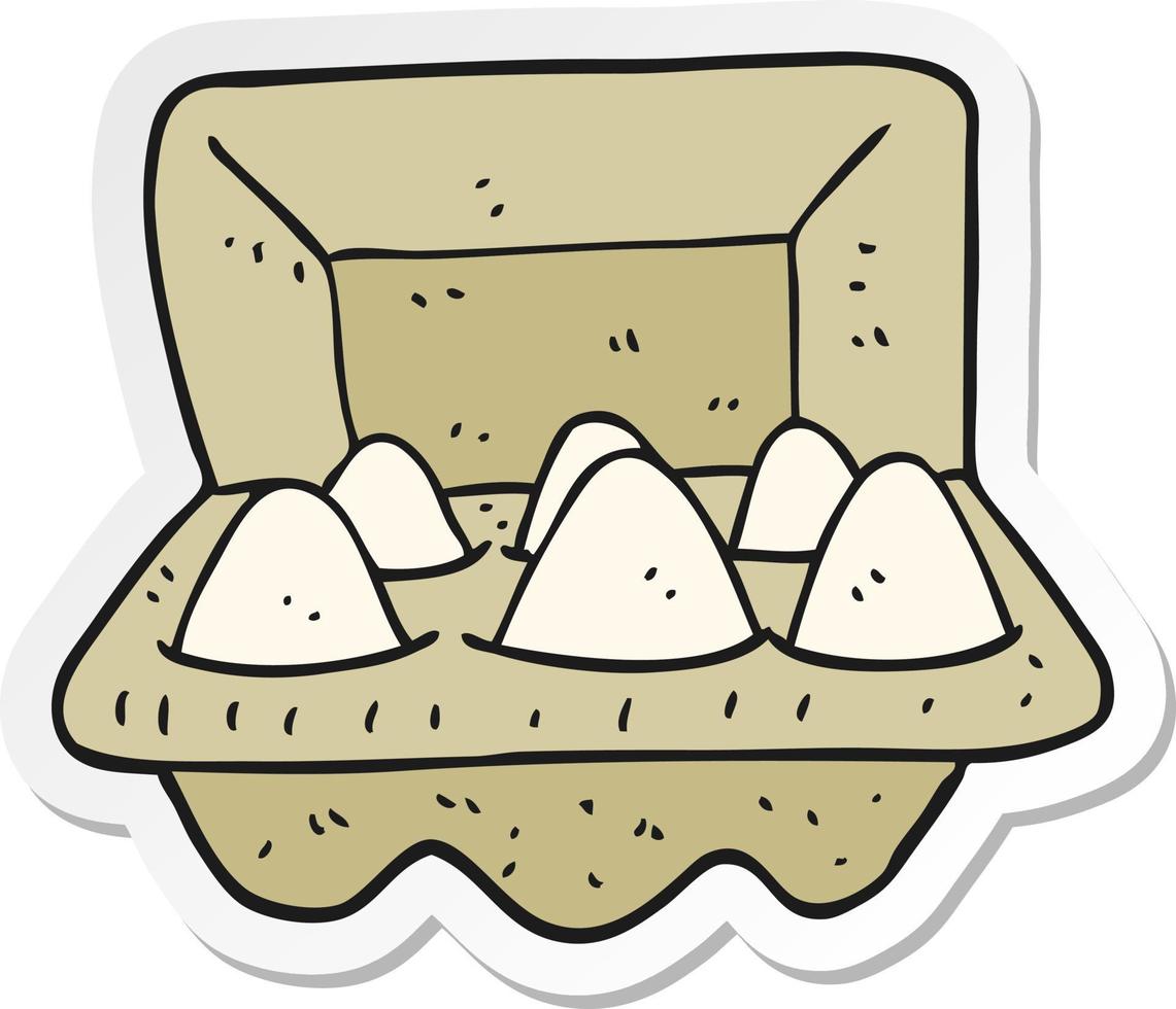 sticker of a cartoon eggs in box vector