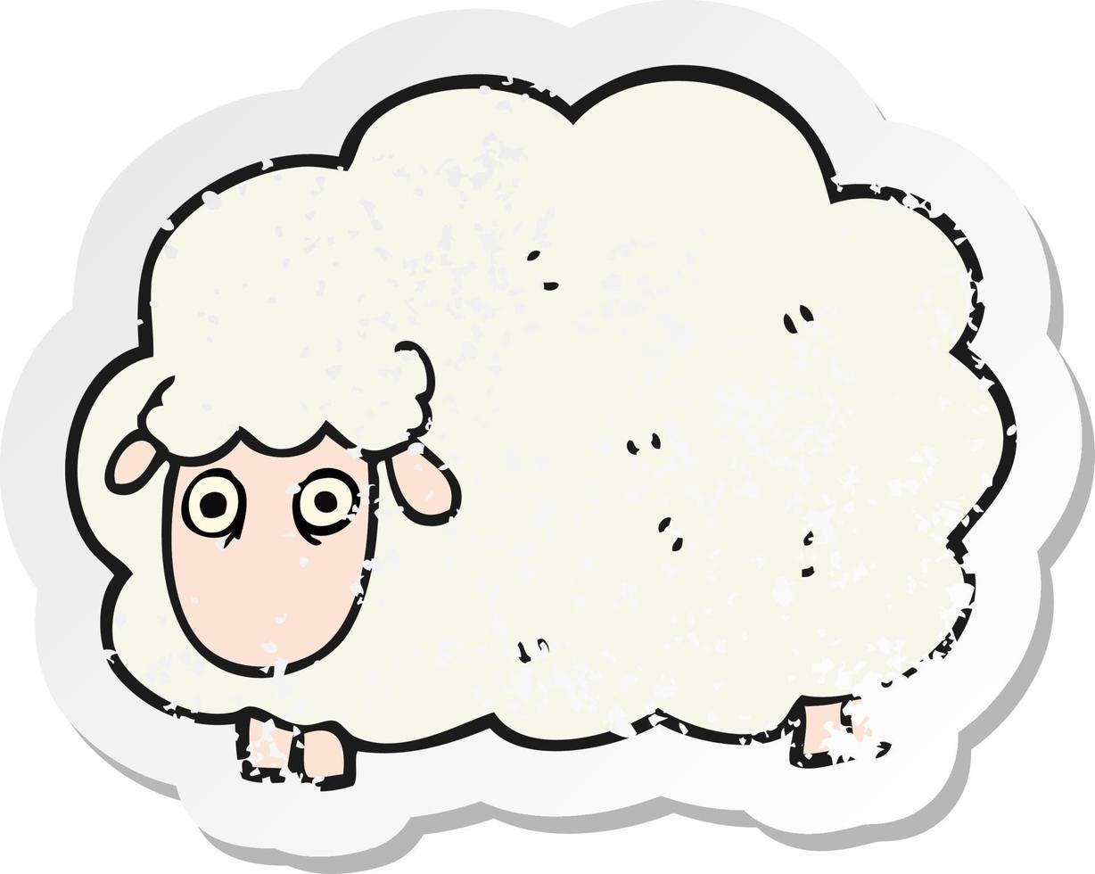 retro distressed sticker of a cartoon farting sheep vector