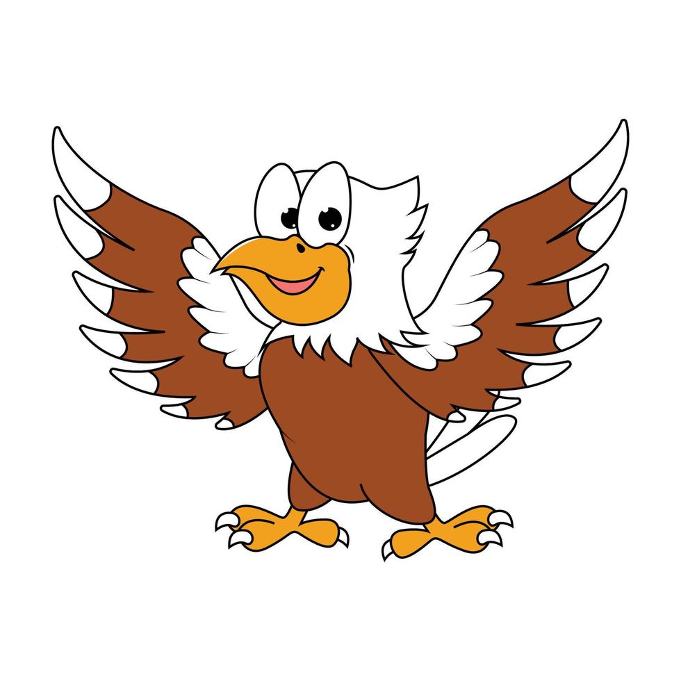 cute eagle bird cartoon illustration vector