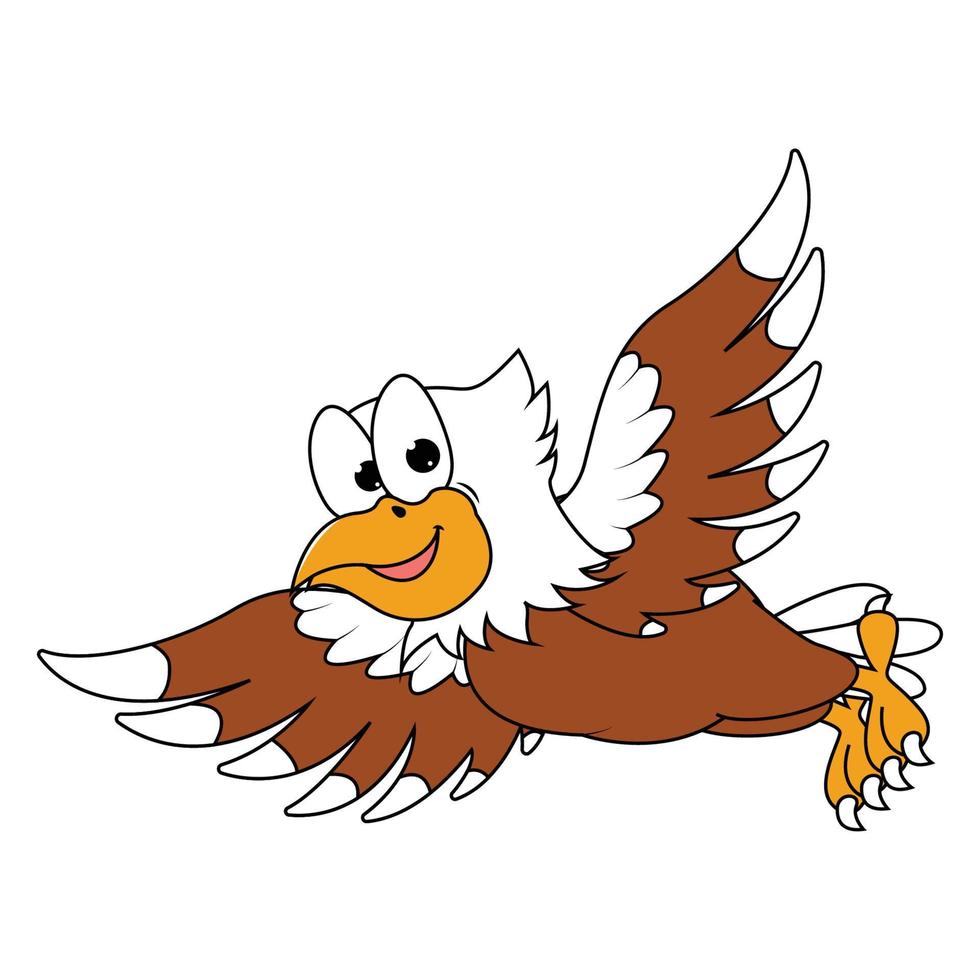 cute eagle bird cartoon illustration vector