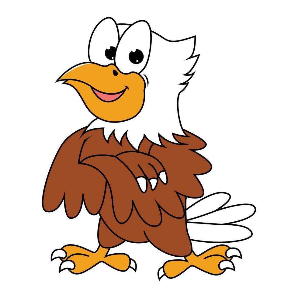 cute eagle bird cartoon illustration vector