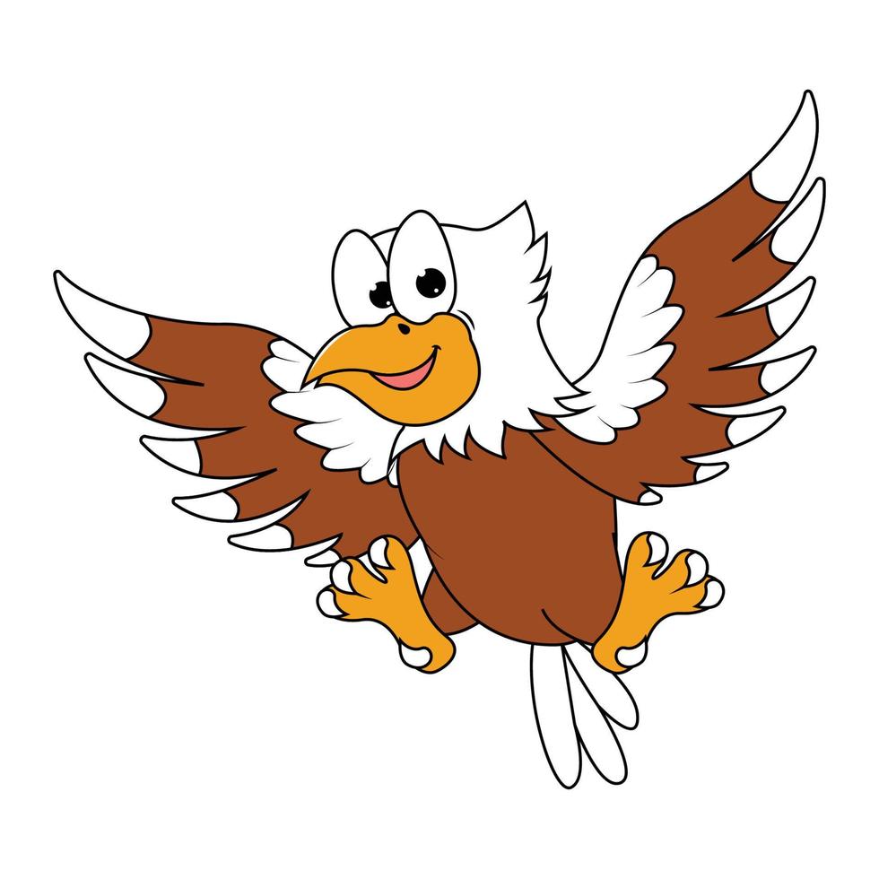 cute eagle bird cartoon illustration vector