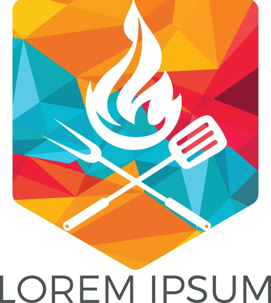 Barbecue logo design. Fresh Steak logo design. Steak and Barbecue Grill icon. vector