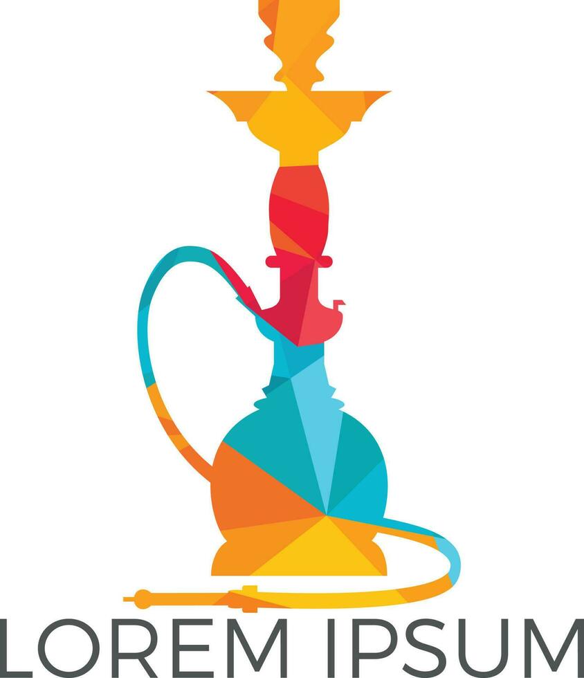 Hookah logo design. Vintage sheesha logo. Lounge cafe emblem. Arabian bar or house, shop vector design template.