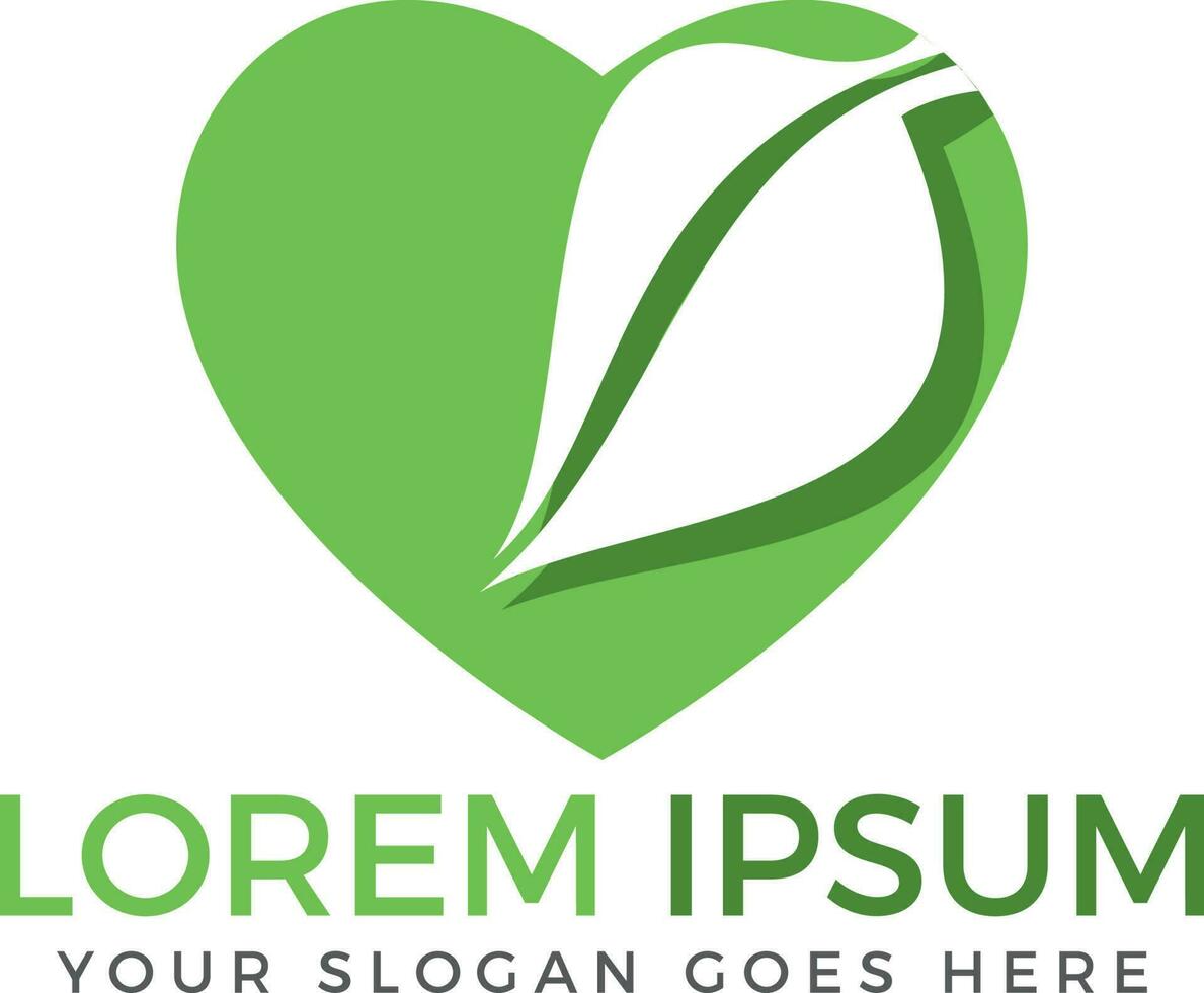 Green leaf heart shape ecology nature element vector icon.