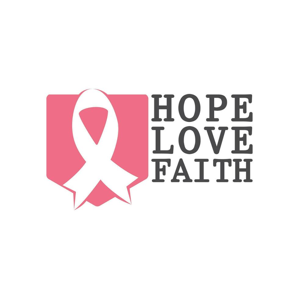esperanza, amor y fe. lucha contra el cáncer, cinta rosa, símbolo de concienciación sobre el cáncer de mama. diseño de plantilla vectorial del programa de concientización sobre el cáncer de mama. vector