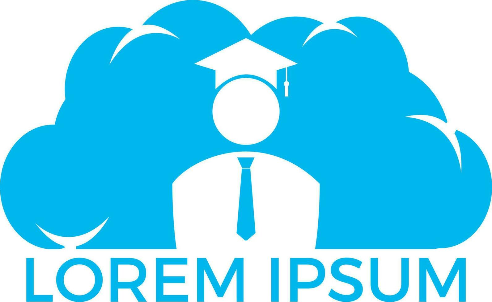 Student and cloud logo design. E-learning concept template. vector