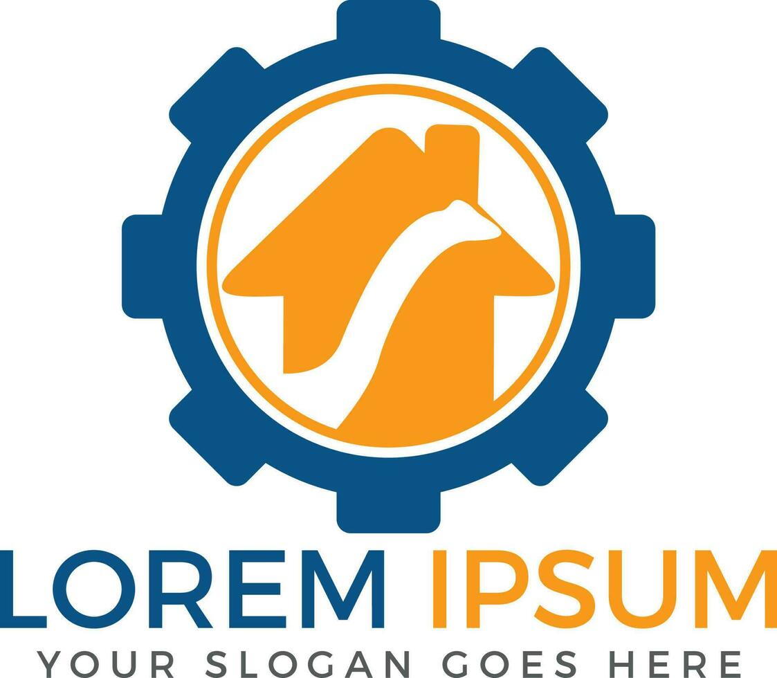 Dinosaur building vector logo design.