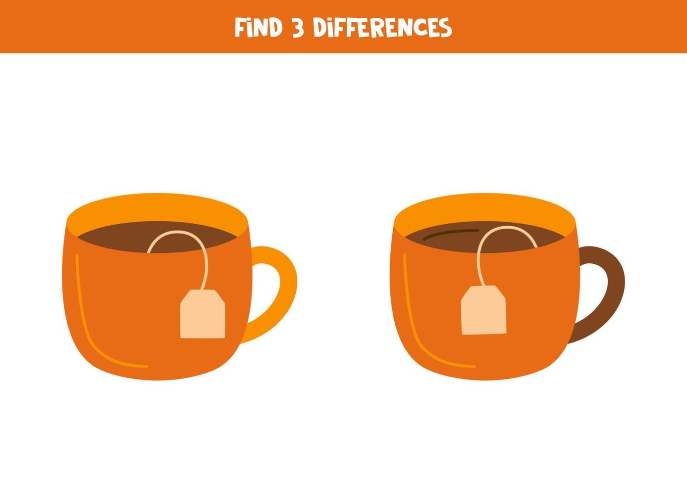 Find three differences between two tea cups. 11710687 Vector Art at